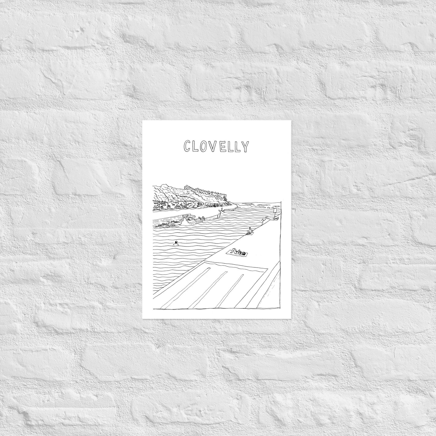 B&W Clovelly Poster