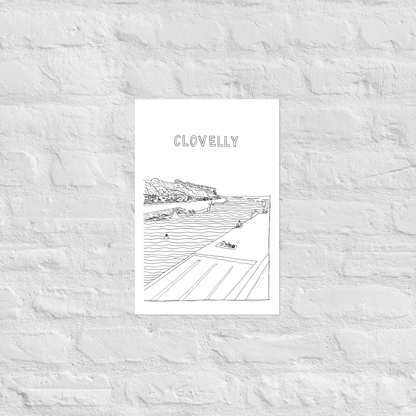 B&W Clovelly Poster