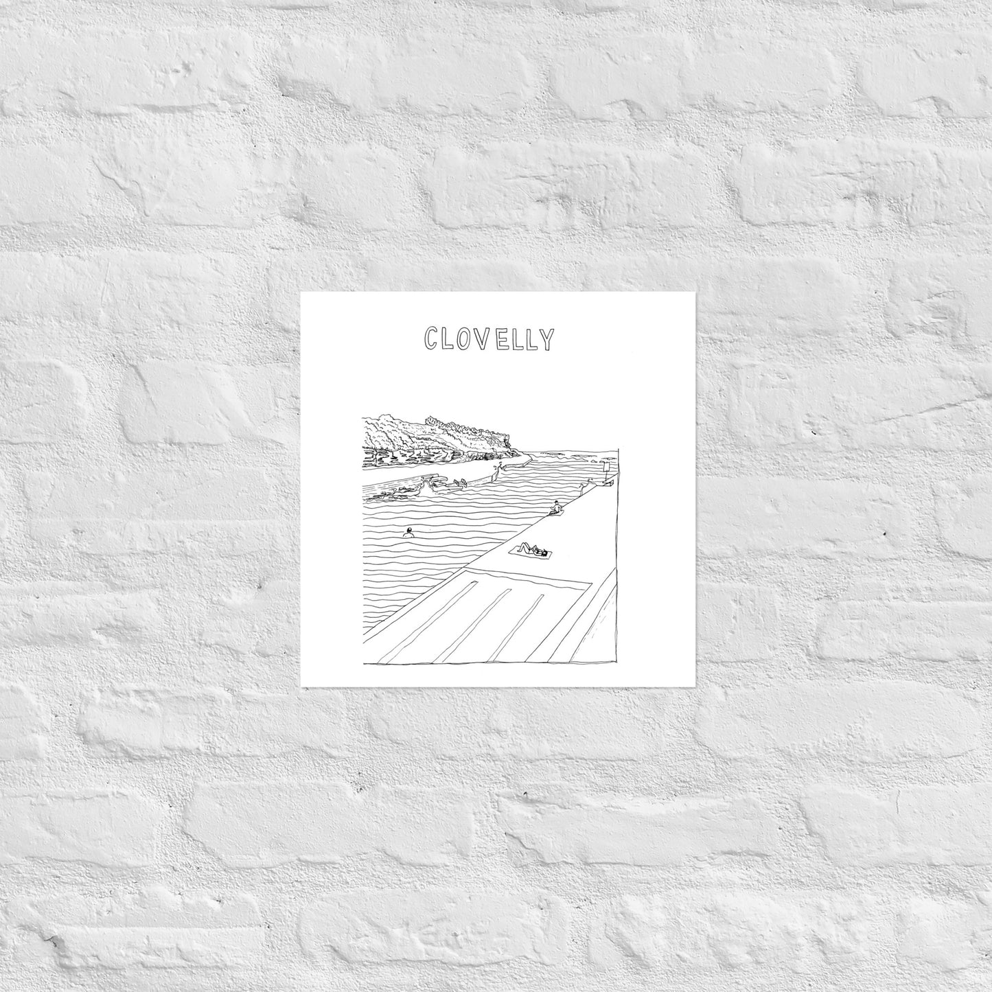 B&W Clovelly Poster