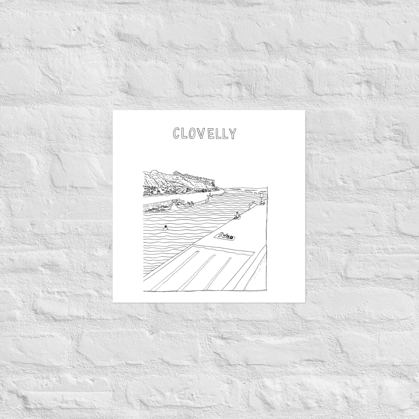 B&W Clovelly Poster