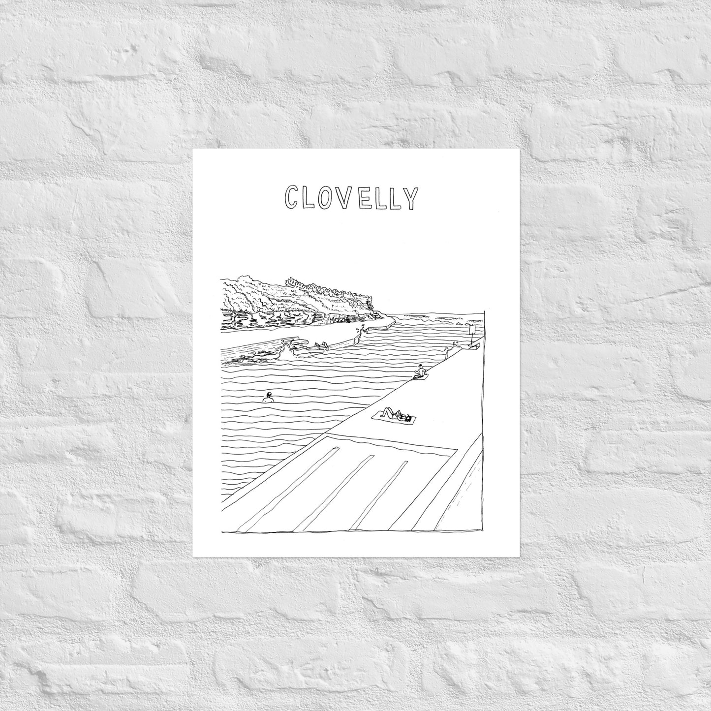 B&W Clovelly Poster