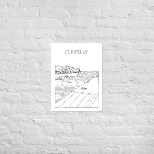 B&W Clovelly Poster