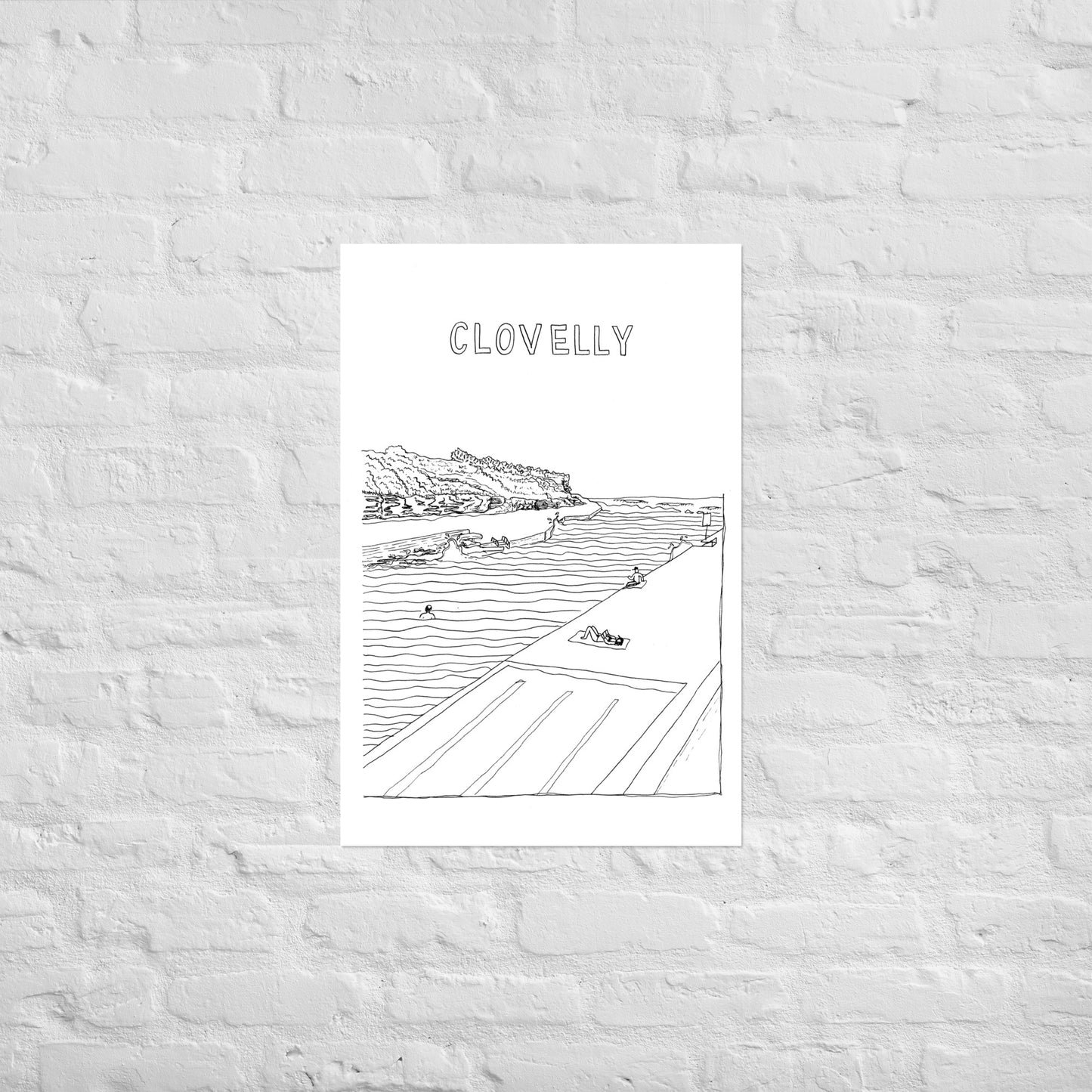 B&W Clovelly Poster