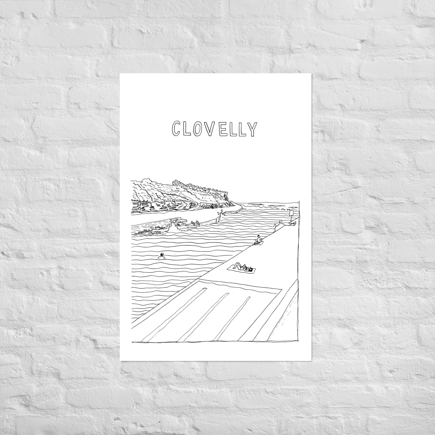 B&W Clovelly Poster