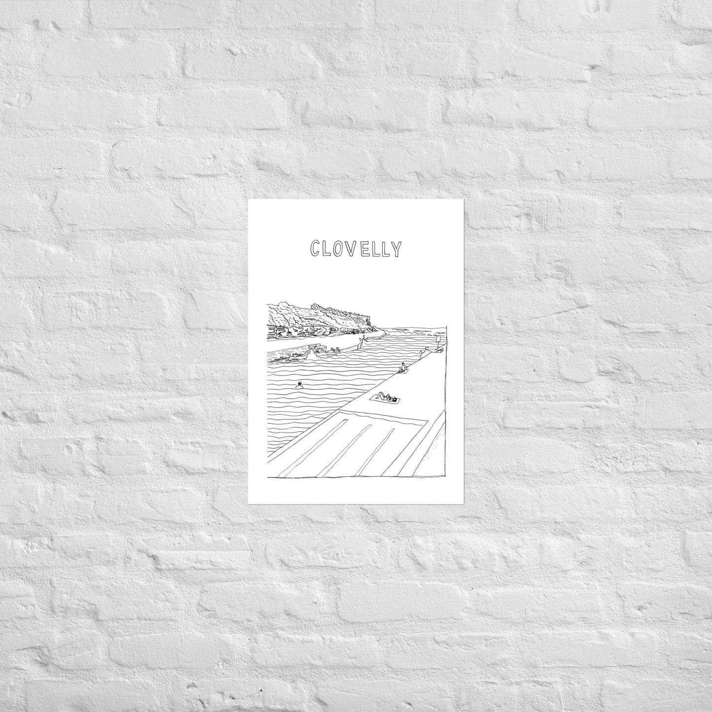 B&W Clovelly Poster