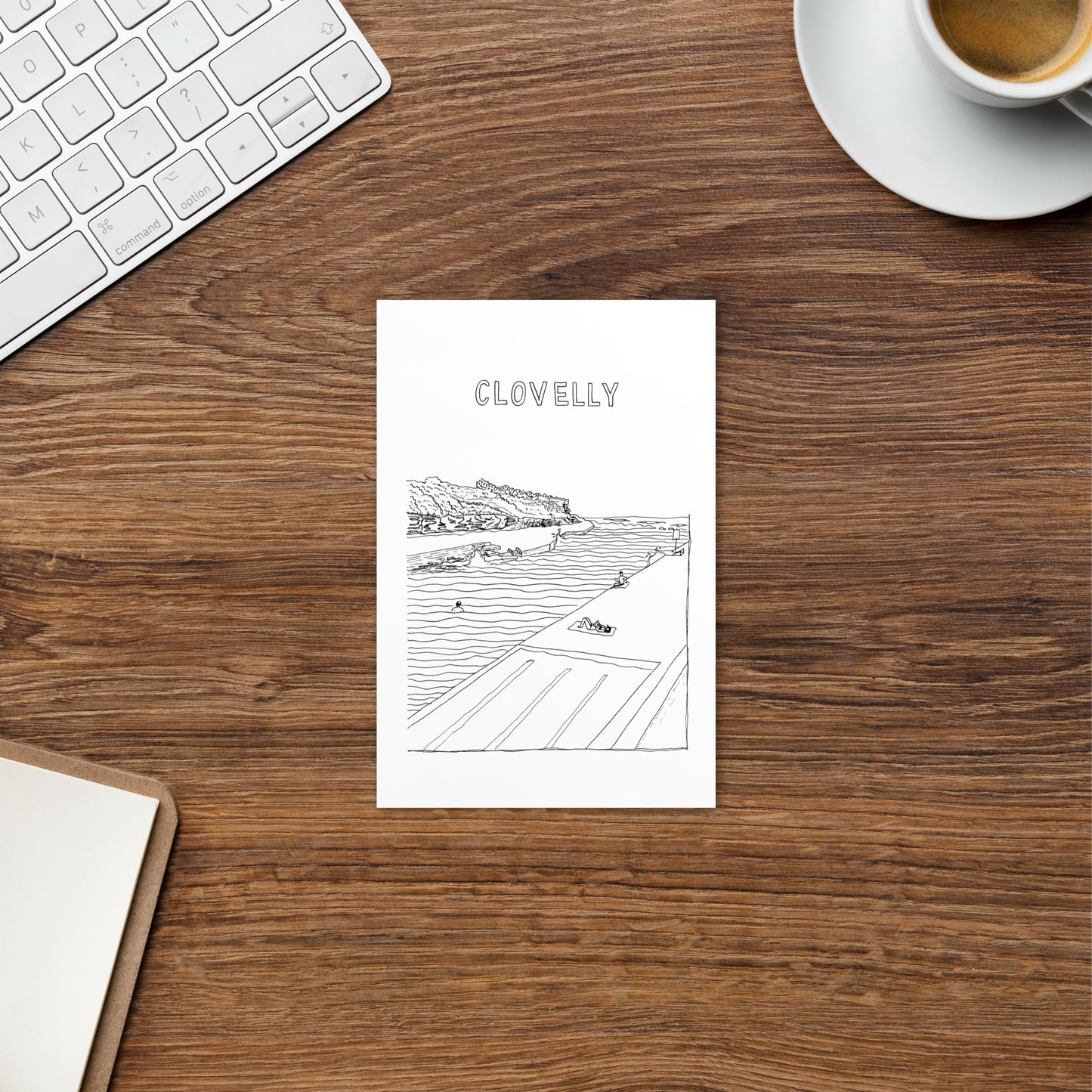 B&W Clovelly Postcard