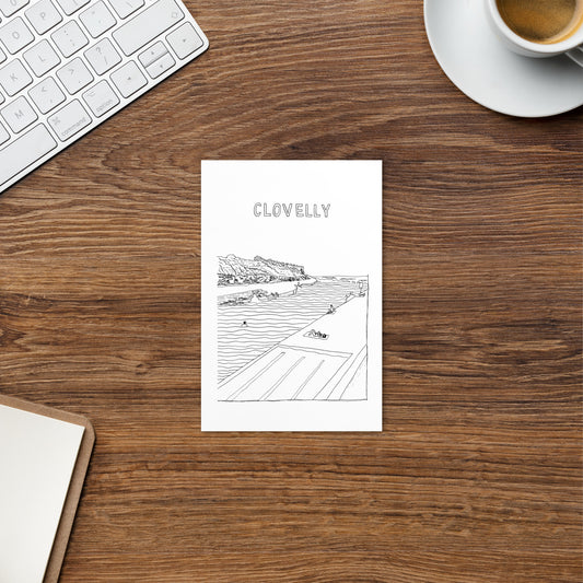 B&W Clovelly Postcard